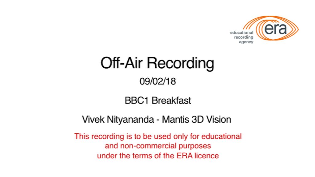 Off air BBC 1 Breakfast - Mantis 3d vision